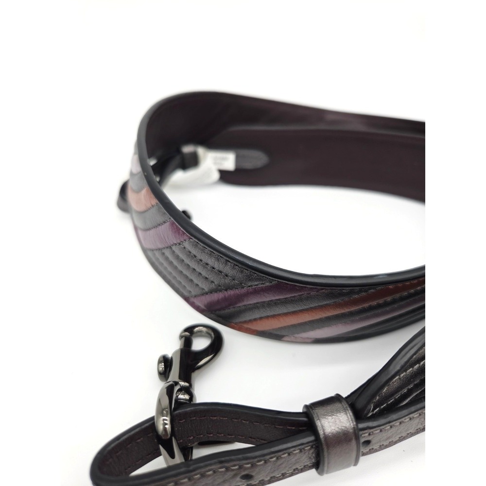 NWT Coach Quilted Novelty Bag Strap 38701 Metallic Graphite Grey Leather NEW - Picture 3 of 5